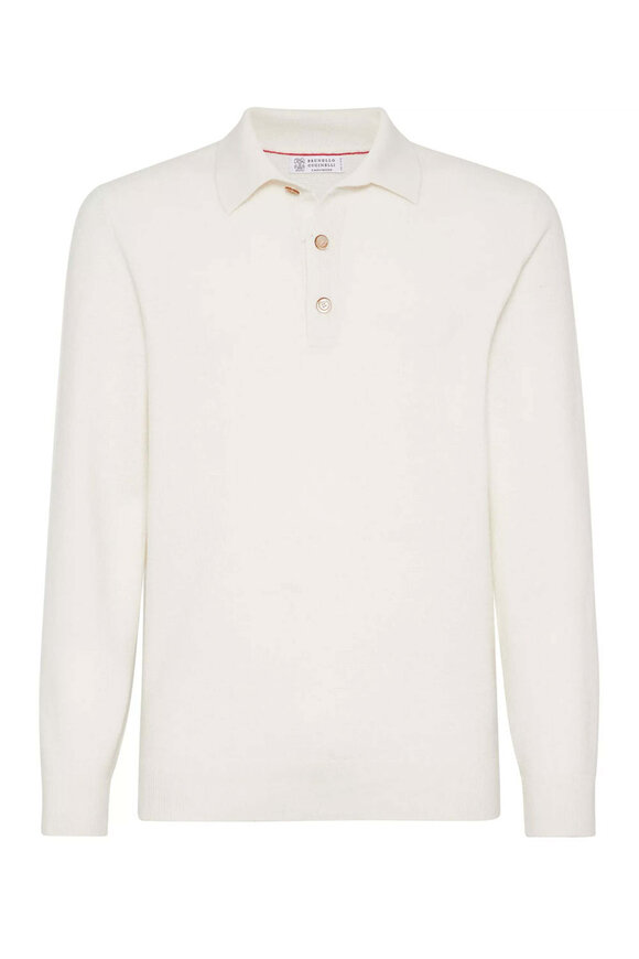 Brunello Cucinelli - Off White Cotton Ribbed Full Zip Sweater