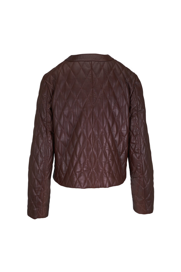 Nili Lotan Amy Burgundy Cropped Leather Jacket - view 4