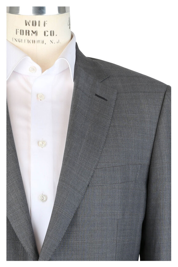 Brioni - Gray Tonal Plaid Wool & Silk Suit 