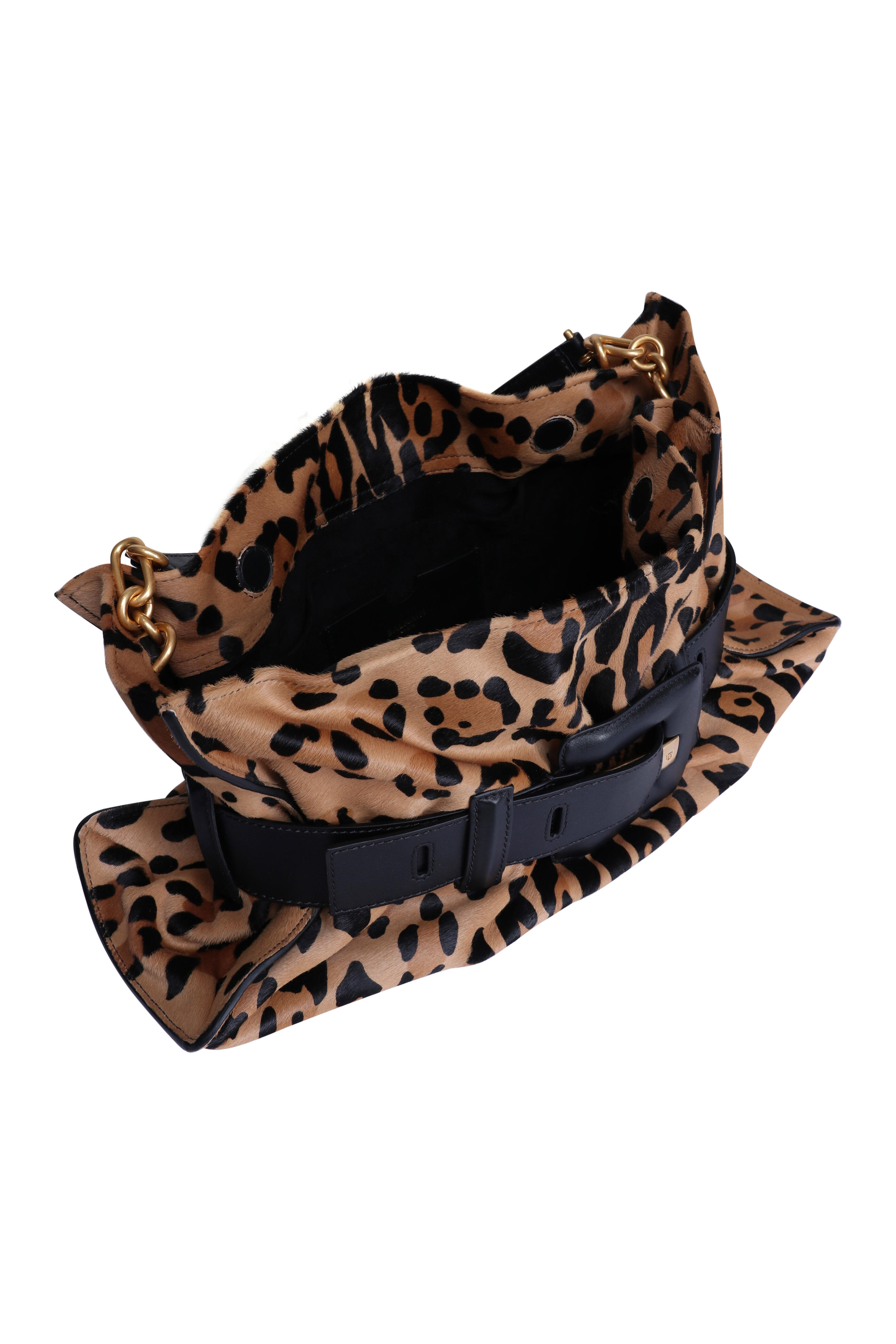 Balmain - Medium Anthem Buckle Shoulder Bag in Leopard