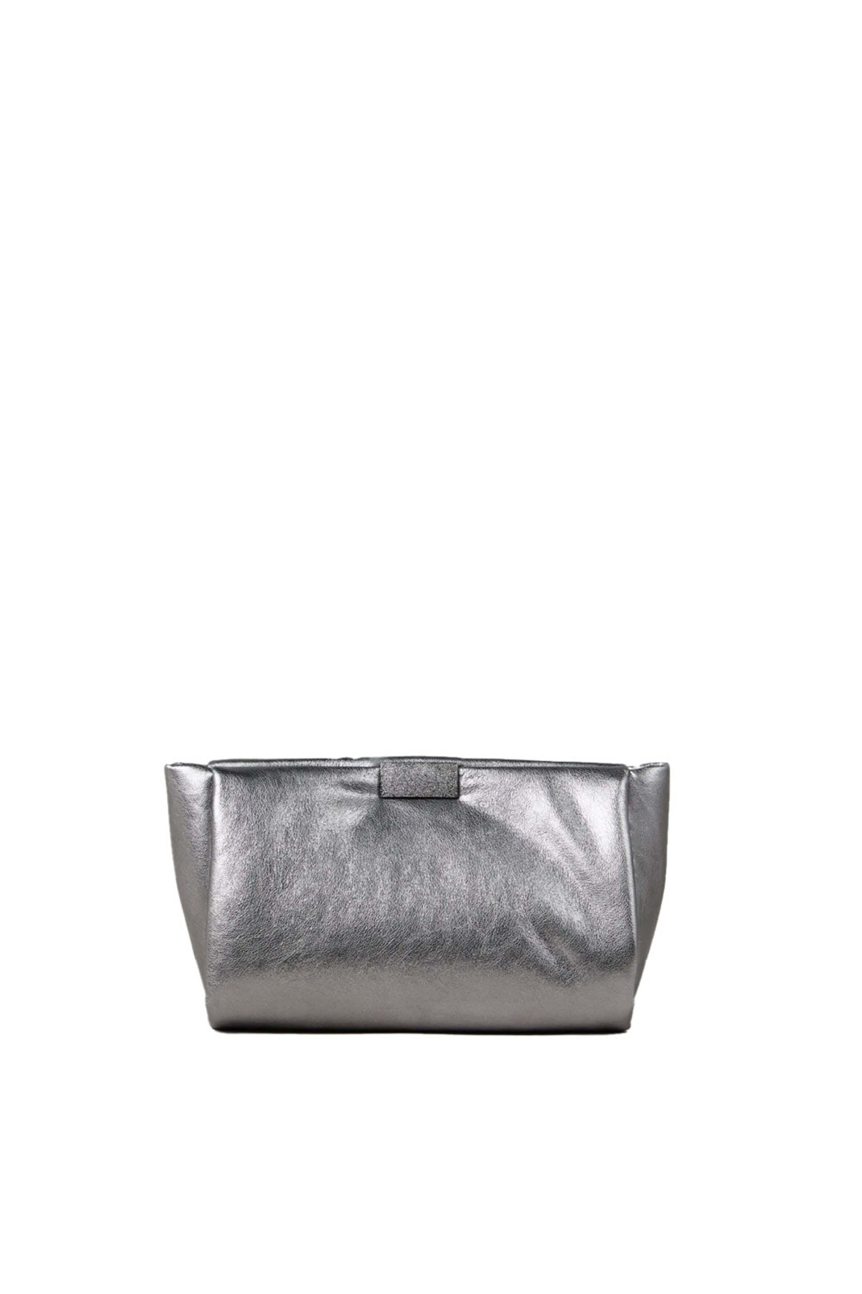 Brunello Cucinelli - Metallic Leather Clutch in Sterling Silver