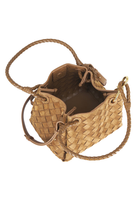 Bottega Veneta Small Parachute Dark Caramel Intrecciato Suede Bag - view 7