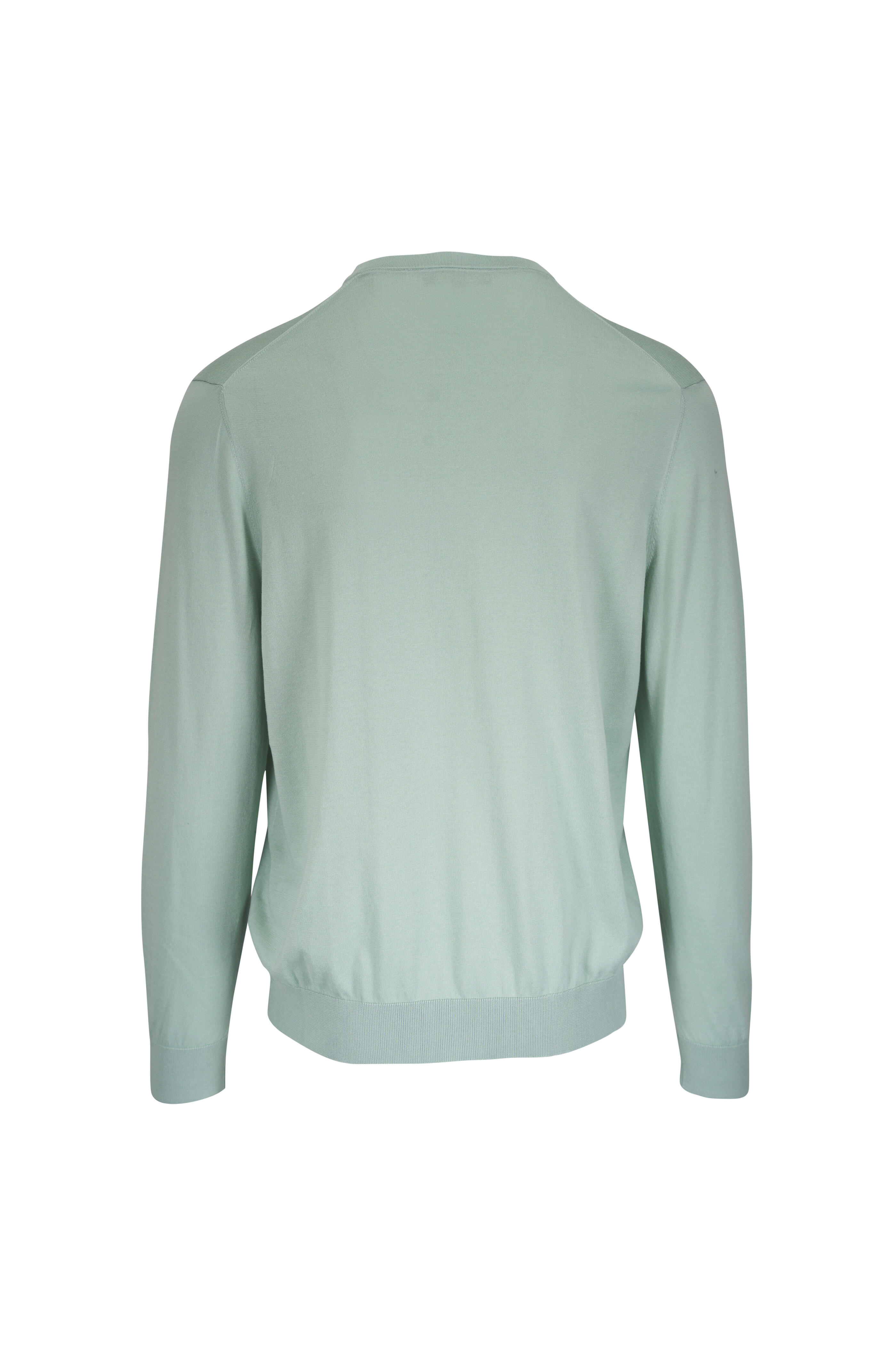 Loro Piana - Pale Leaf Green Cotton Crewneck Sweater