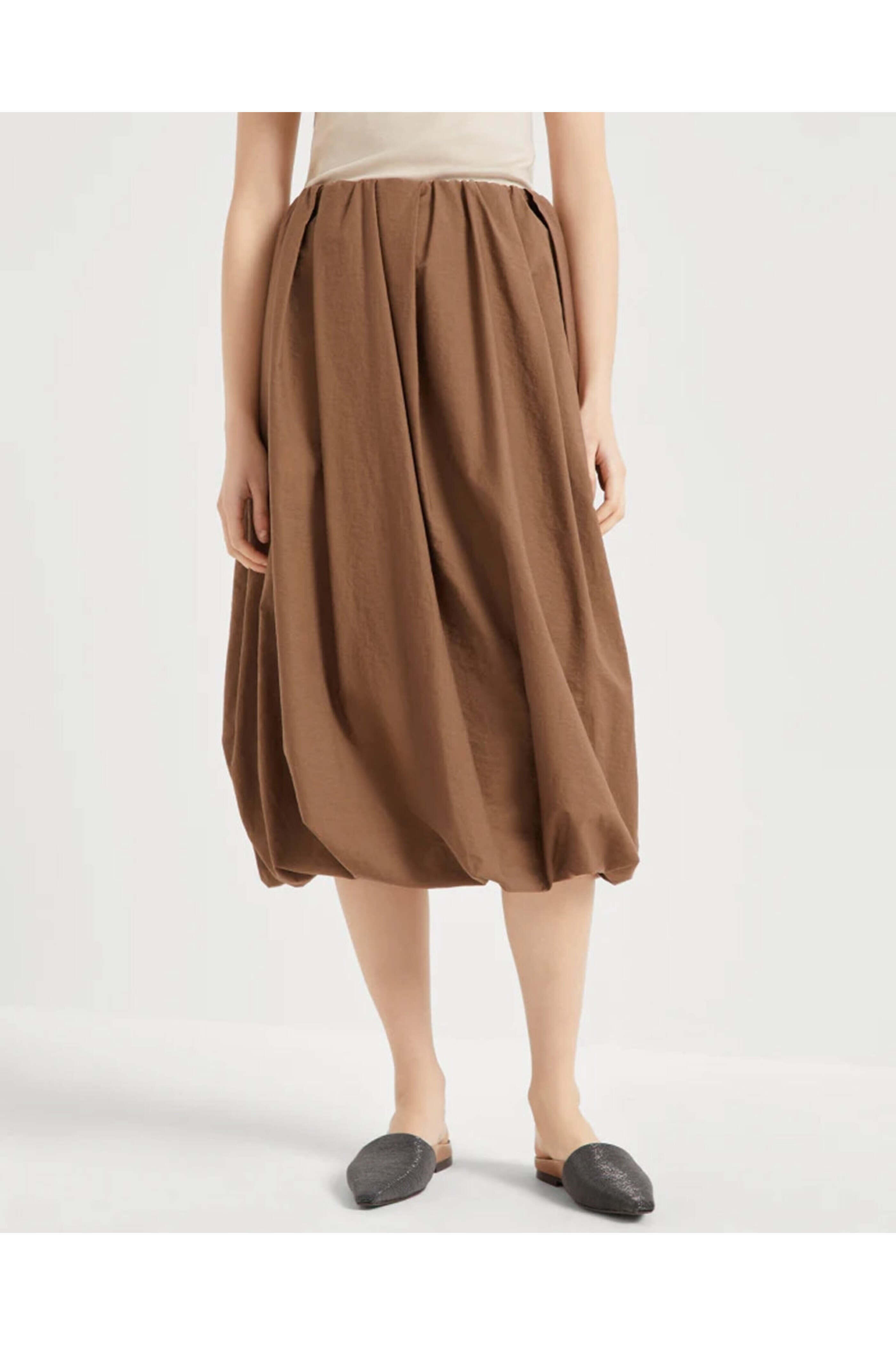 スカート BRUNELLO CUCINELLI Ballon cotton blend skirt Cuoio Brunello Cucinelli Ballon Cotton Blend Skirt Brunello Cucinelli