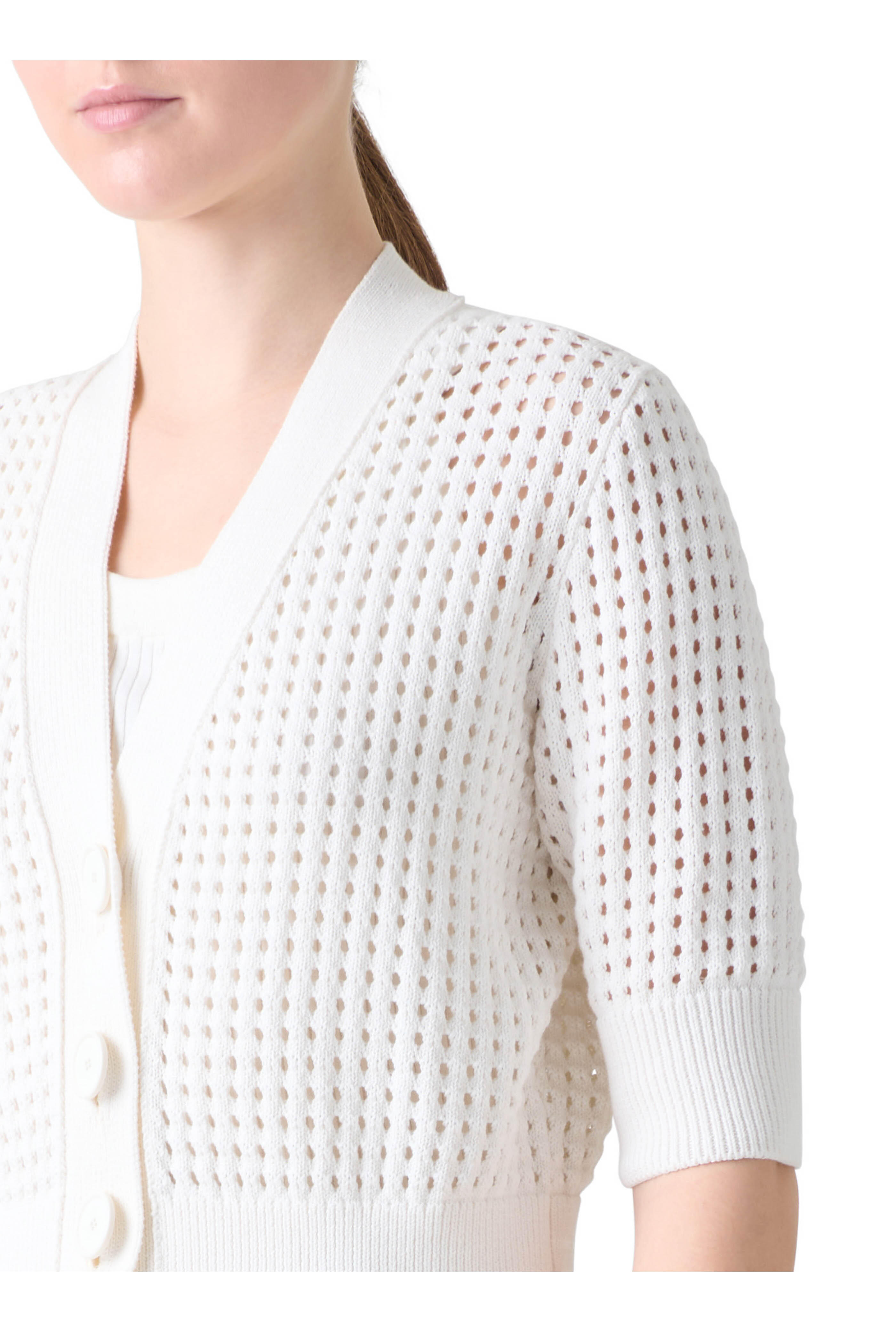 Akris Punto - Cream Volume Sleeve Sheer Knit Cardigan