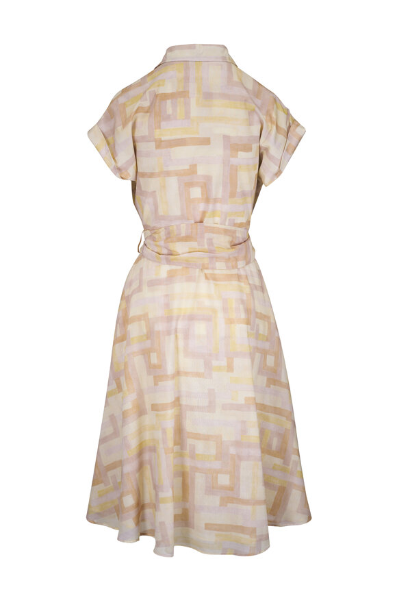 Kiton - Yellow & Tan Plaid Belted Shirt Dress