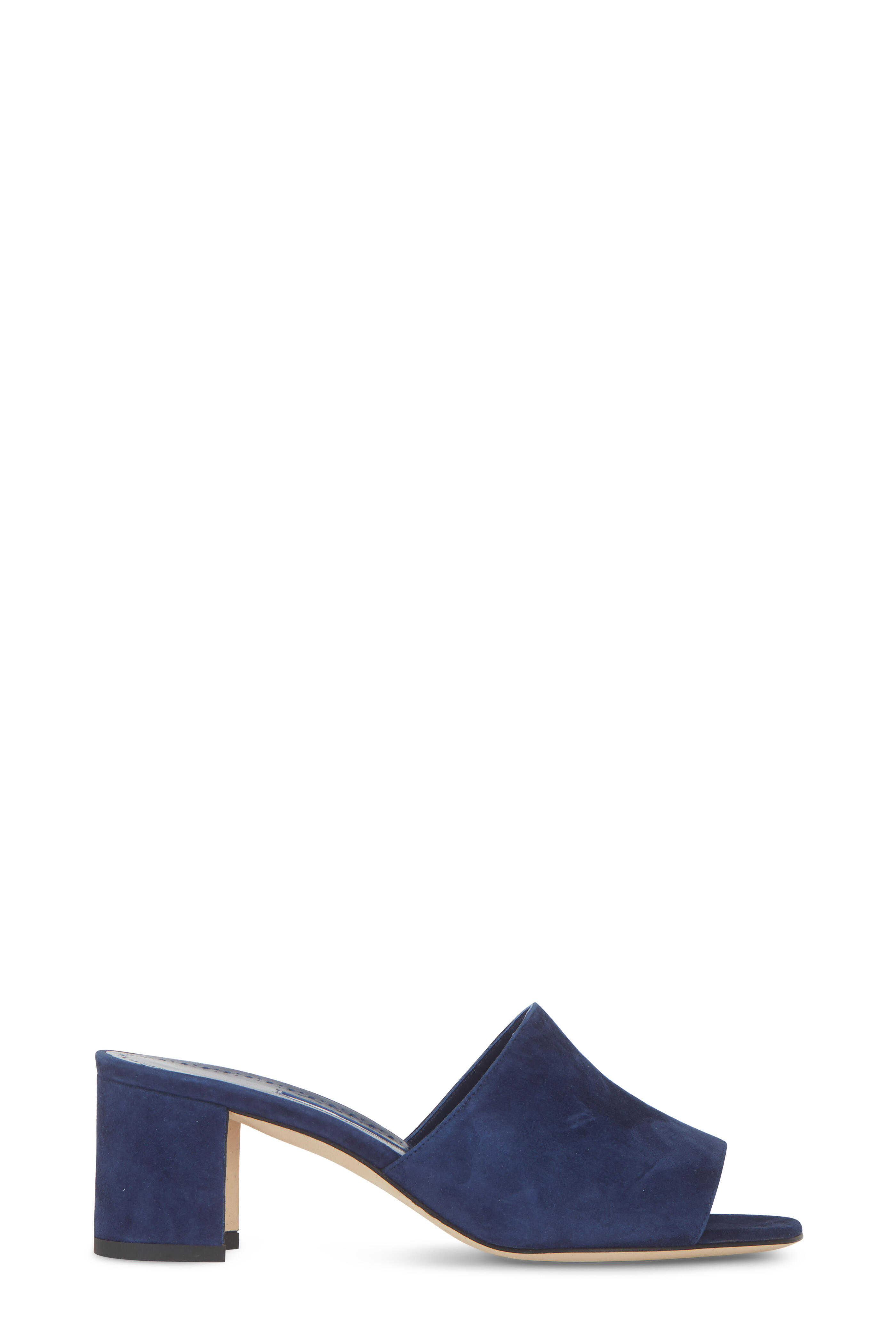 Manolo Blahnik - Rapallato Navy Blue Suede Slide Sandal, 50mm