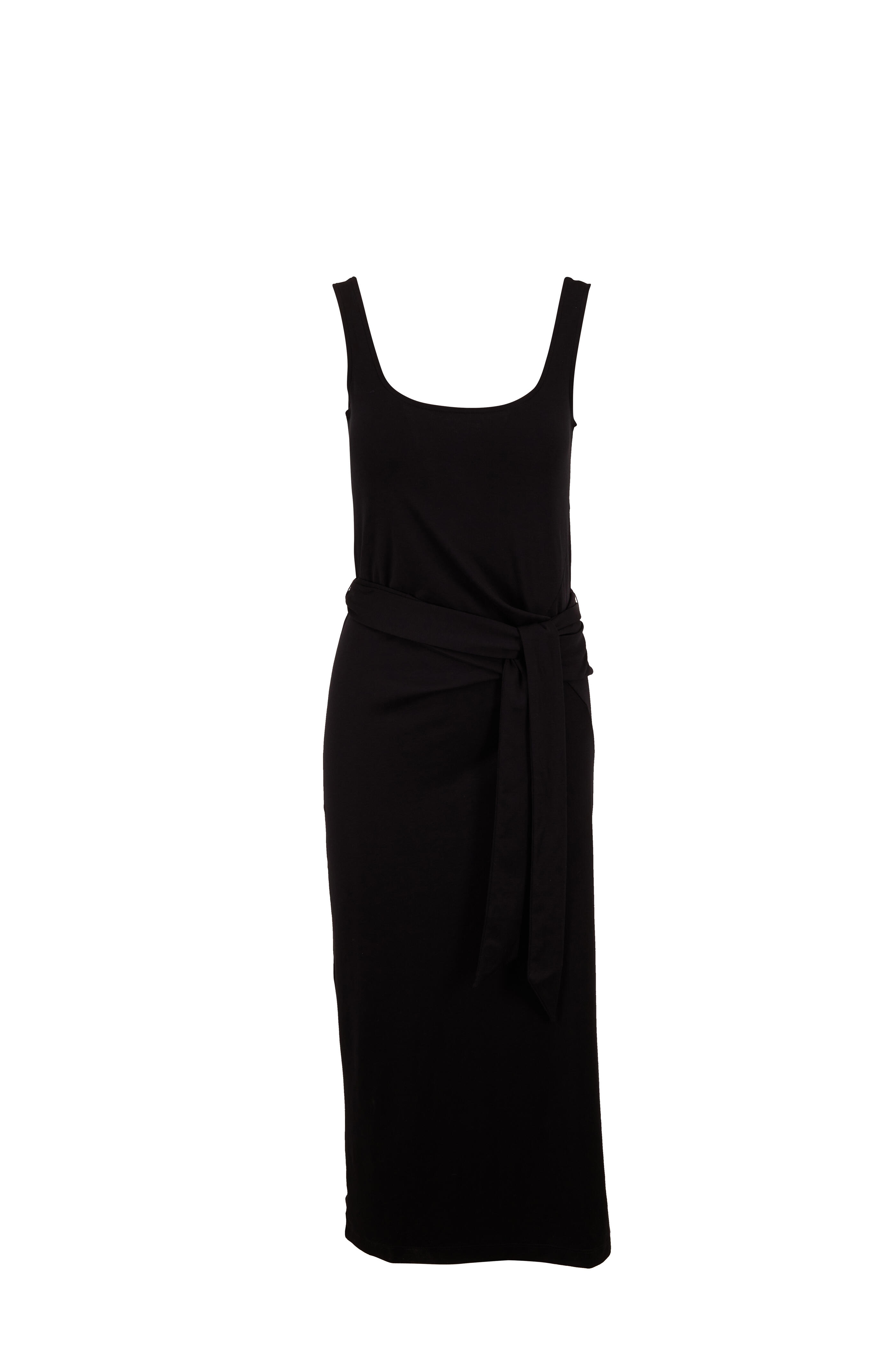 Vince - Black Cotton Sleeveless Wrap Dress