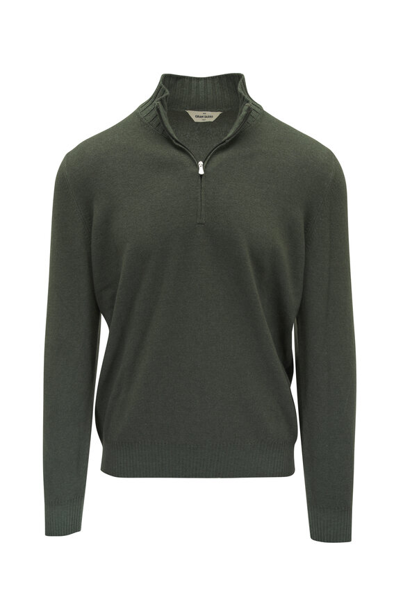 Gran Sasso Olive Green Quarter Zip Pullover