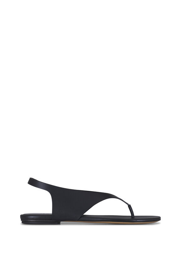 Le Monde Béryl Langley Black Leather Flat Thong Sandal - view 3