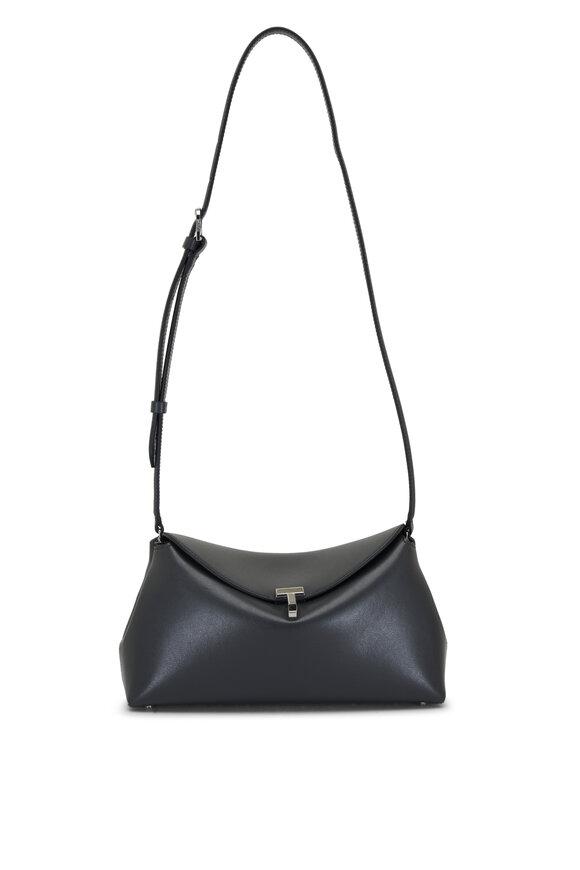 Totême T-Lock Black Leather Clutch