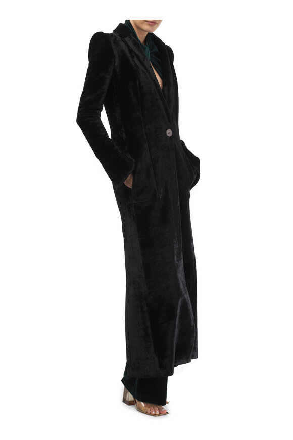 Galvan - Sculpted Black Velvet Coat