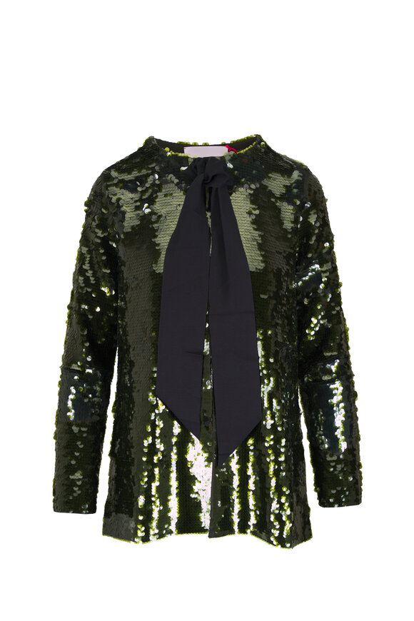 Carolina Herrera Forest Green Embellished Cardigan - view 1