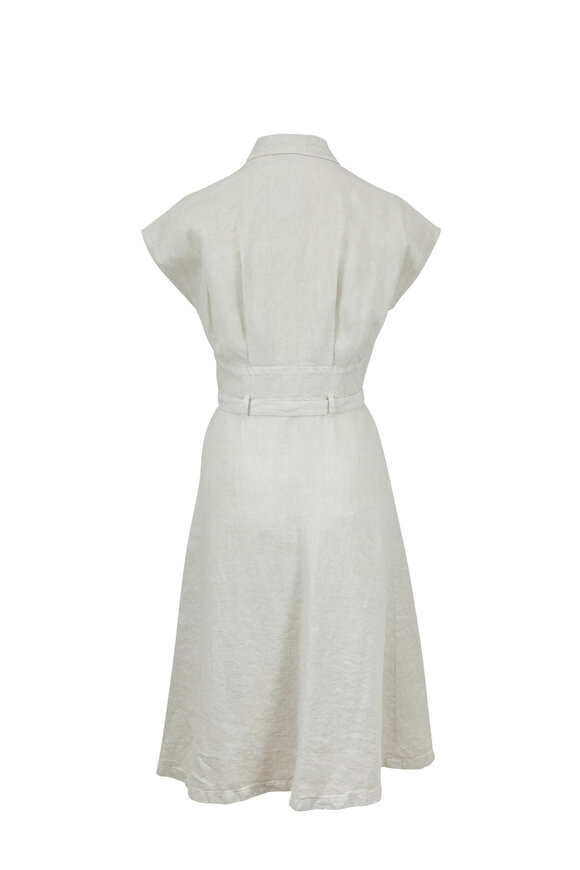 Aspesi - Beige Linen Cap-Sleeve Belted Dress