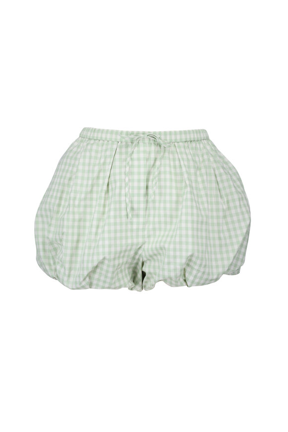 Simkhai Apple Green Gingham Bubble Shorts