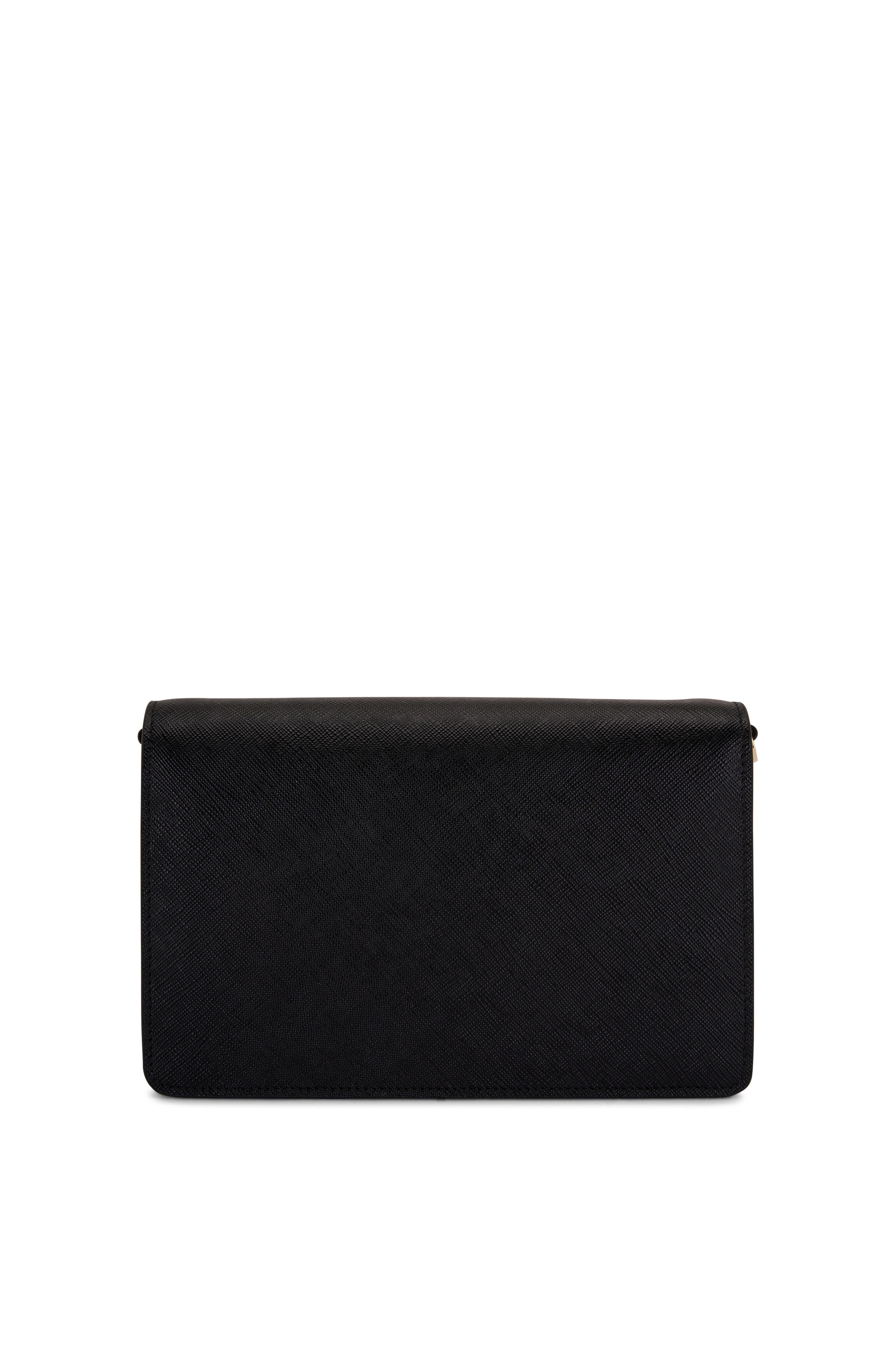 PRADA Saffiano Cuir Monochrome Chain Shoulder Bag Black 322506