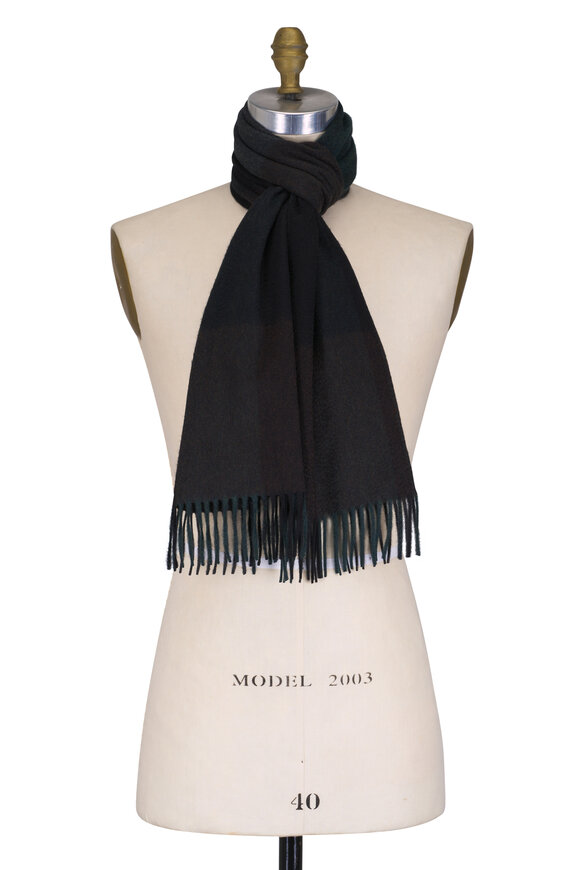 Zegna Oasi Brown Multi Plaid Cashmere Scarf