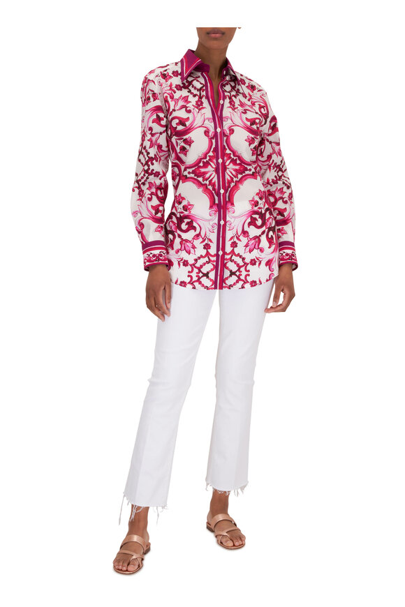 Dolce & Gabbana - Pink & White Maiolica Print Blouse 