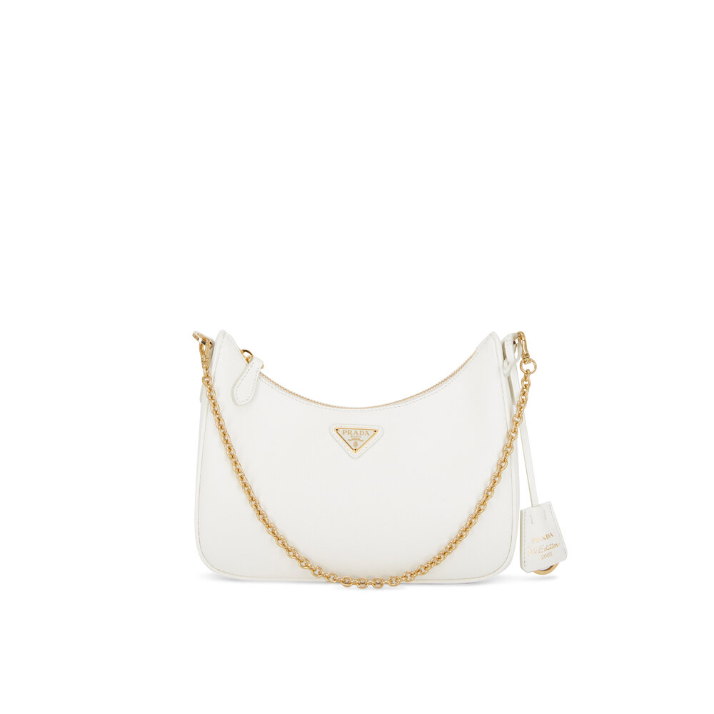 ショルダーバッグ・ポシェット Prada White leather Re-Edition 1995 shoulder bag Prada - 1995 Re-Edition White Brushed Leather Mini Handbag