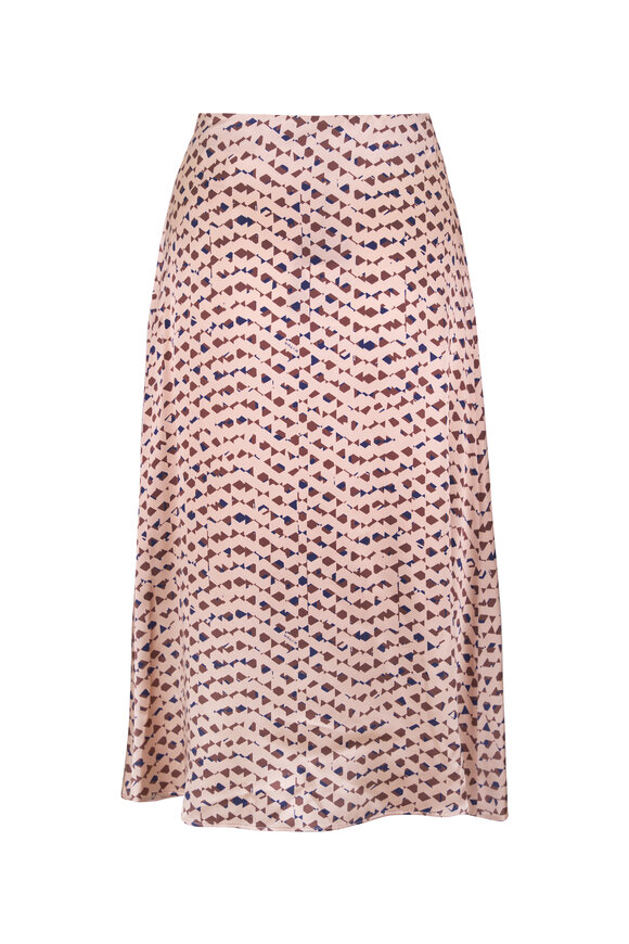 Kiton Pink & Beige Silk Midi Skirt - view 4
