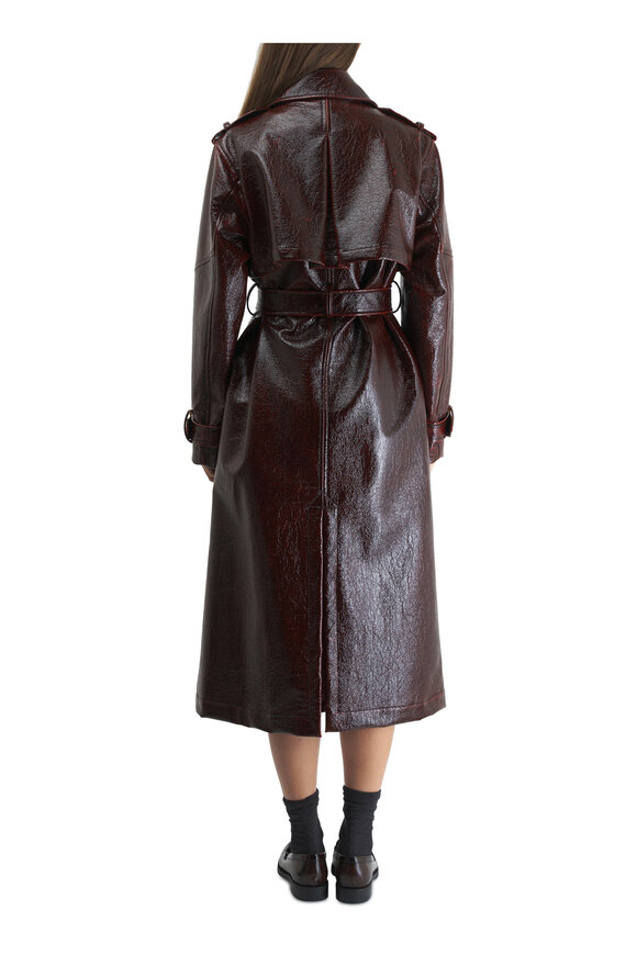 TWP - Foreign Affair Burgundy Laminated Wool Trench Coat