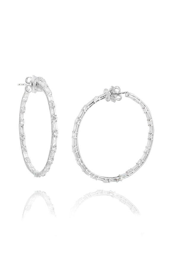 Nam Cho 18-karat Diamond 2-inch Hoop Earrings