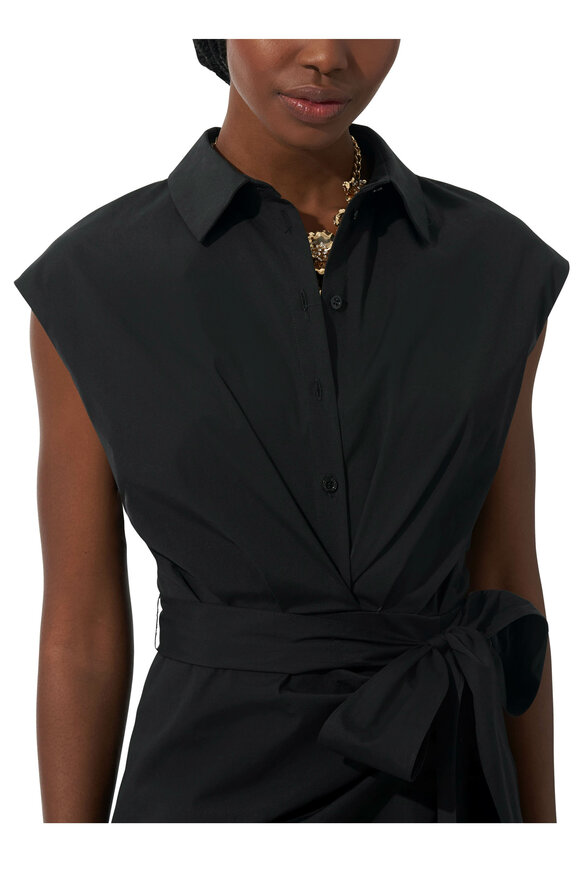 Carolina Herrera - Black Drape Skirt Cotton Shirt Dress 