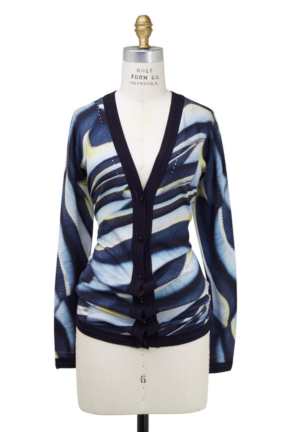 Escada - Cream & Navy Blue Palmaria Cardigan