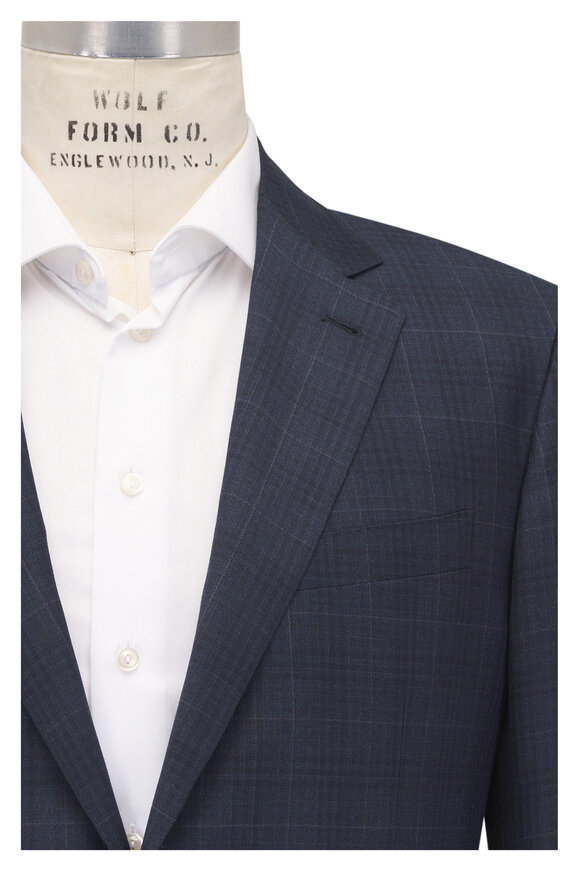 Canali Navy Plaid Wool Suit