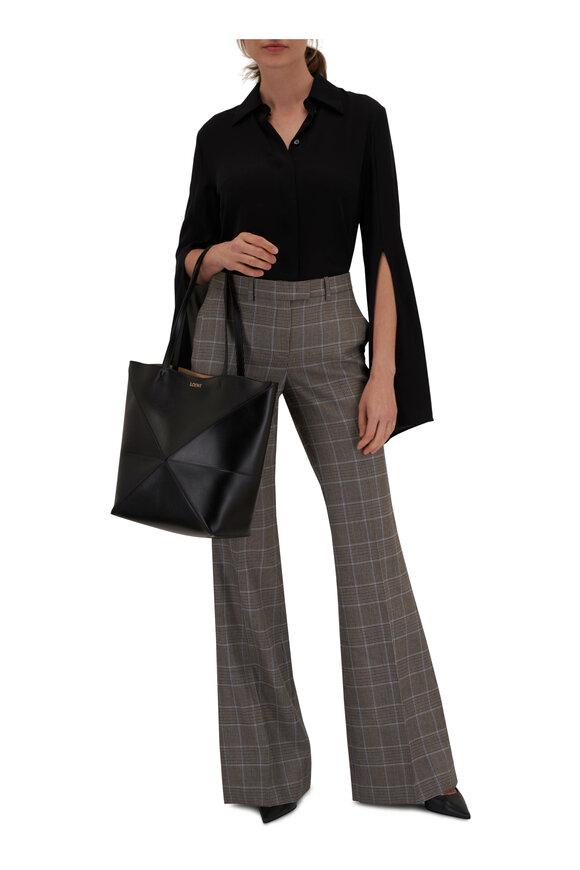 Michael Kors Collection - Haylee Brown & Blue Plaid Flare Pant