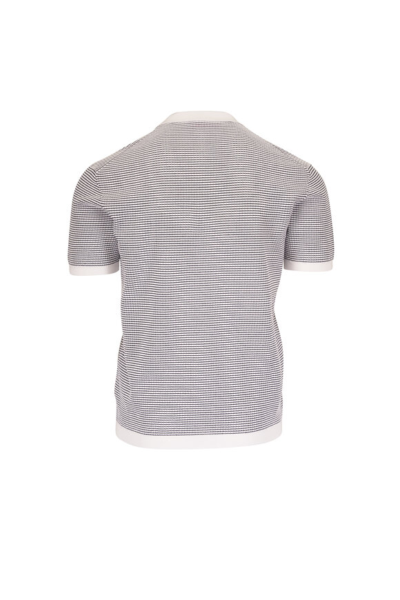 Orlebar Brown Roddy White & Navy Stripe Knit Polo - view 3