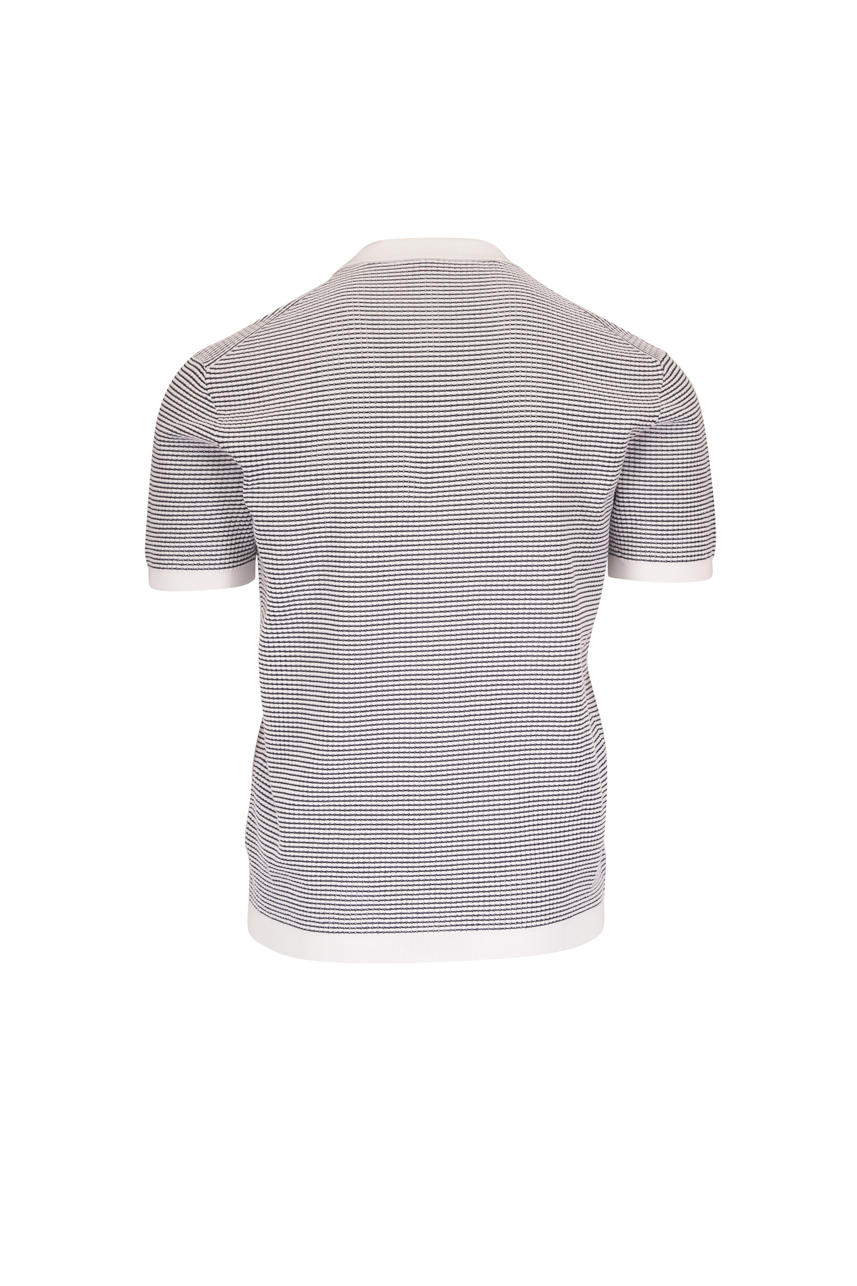 Orlebar Brown - Roddy White & Navy Stripe Knit Polo