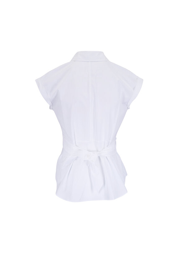 Lafayette 148 New York White Cotton Poplin Wrap Shirt - view 2