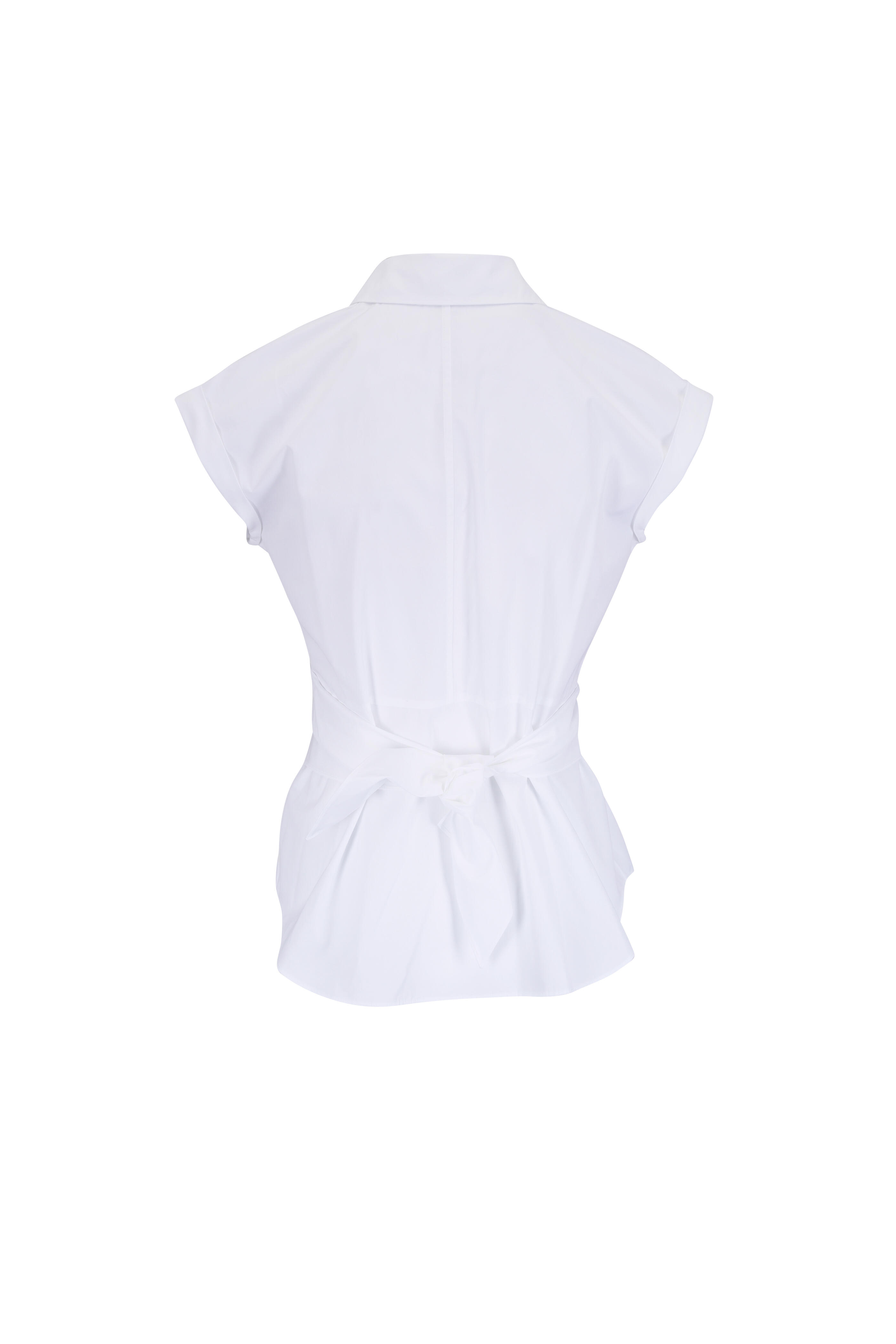 Lafayette 148 New York - White Cotton Poplin Wrap Shirt