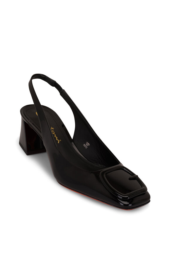 Santoni - Lemon Black Tonal Buckle Slingback, 50mm 