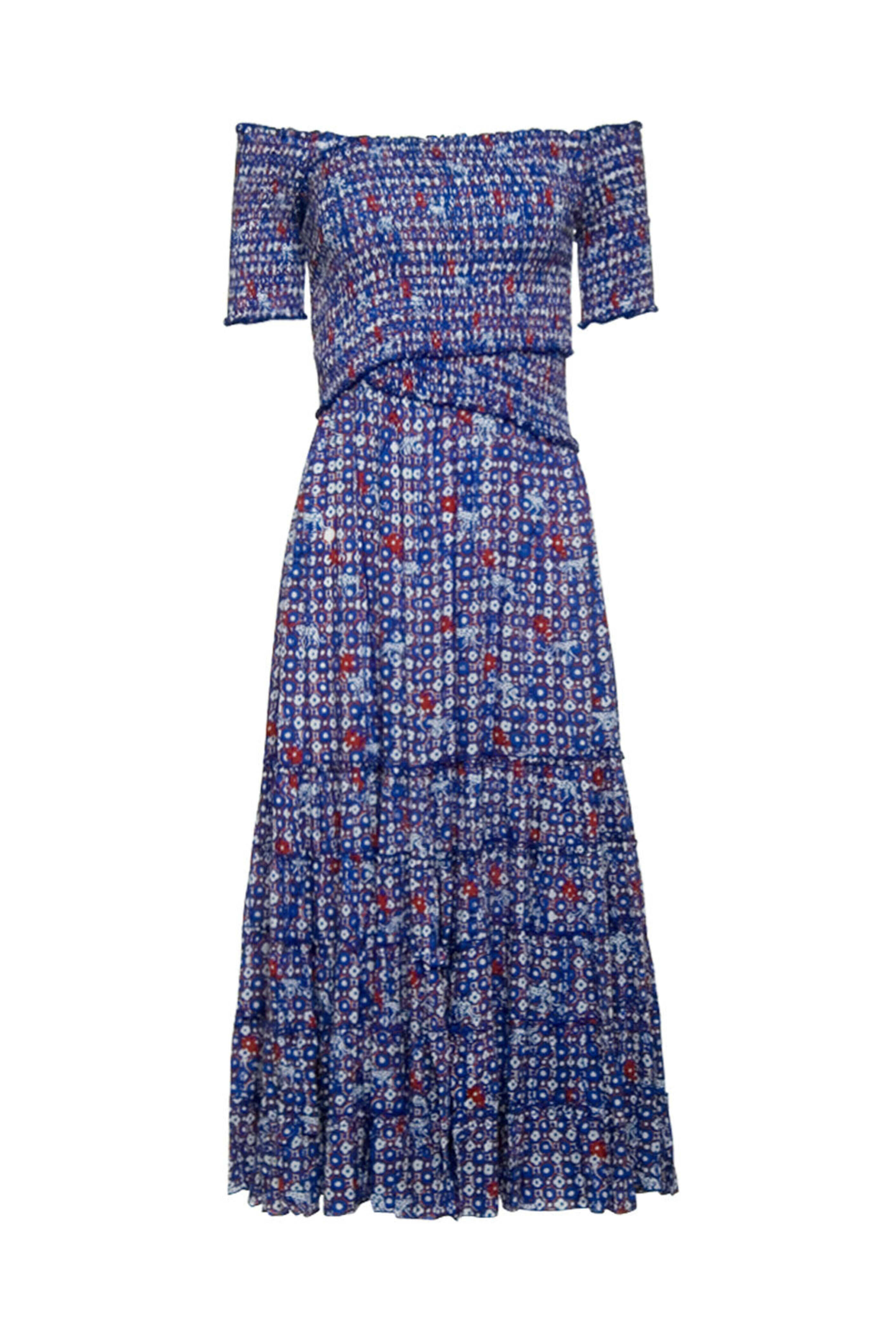 Poupette St Barth - Blue Hyeres Soledad Smock Neck Midi Dress