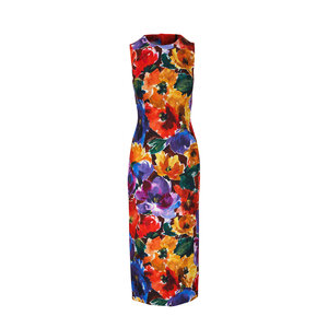 DOLCE & GABBANA オルオハエンホス刺繍ショツ FTC9GTHJMQK F0473 Dolce & Gabbana - Abstract Flower Print Brocade Ottoman Dress