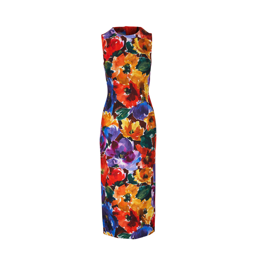 Dolce & Gabbana - Abstract Flower Print Brocade Ottoman Dress