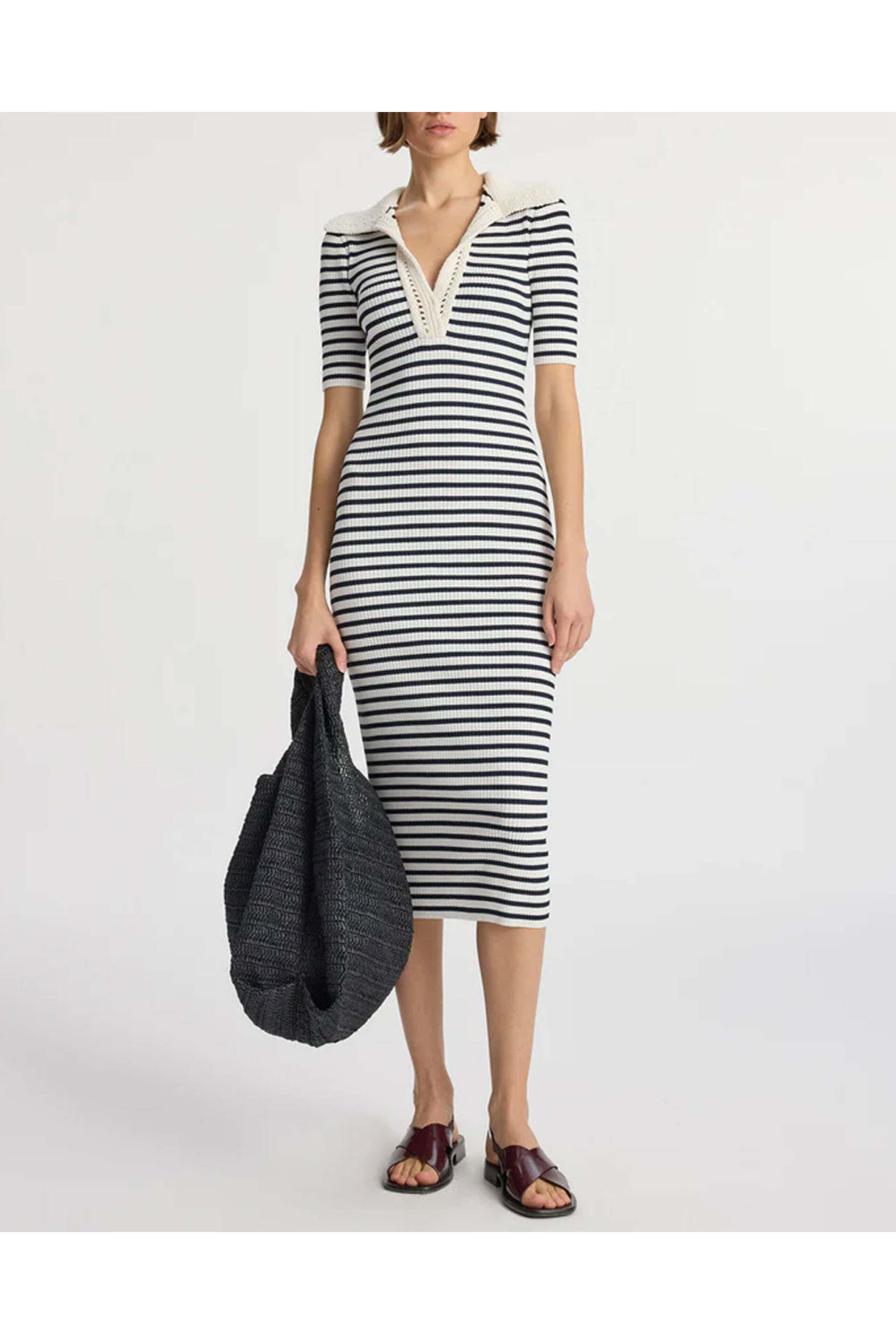 A.L.C. - Navy and Bone Stripe Darcy Dress