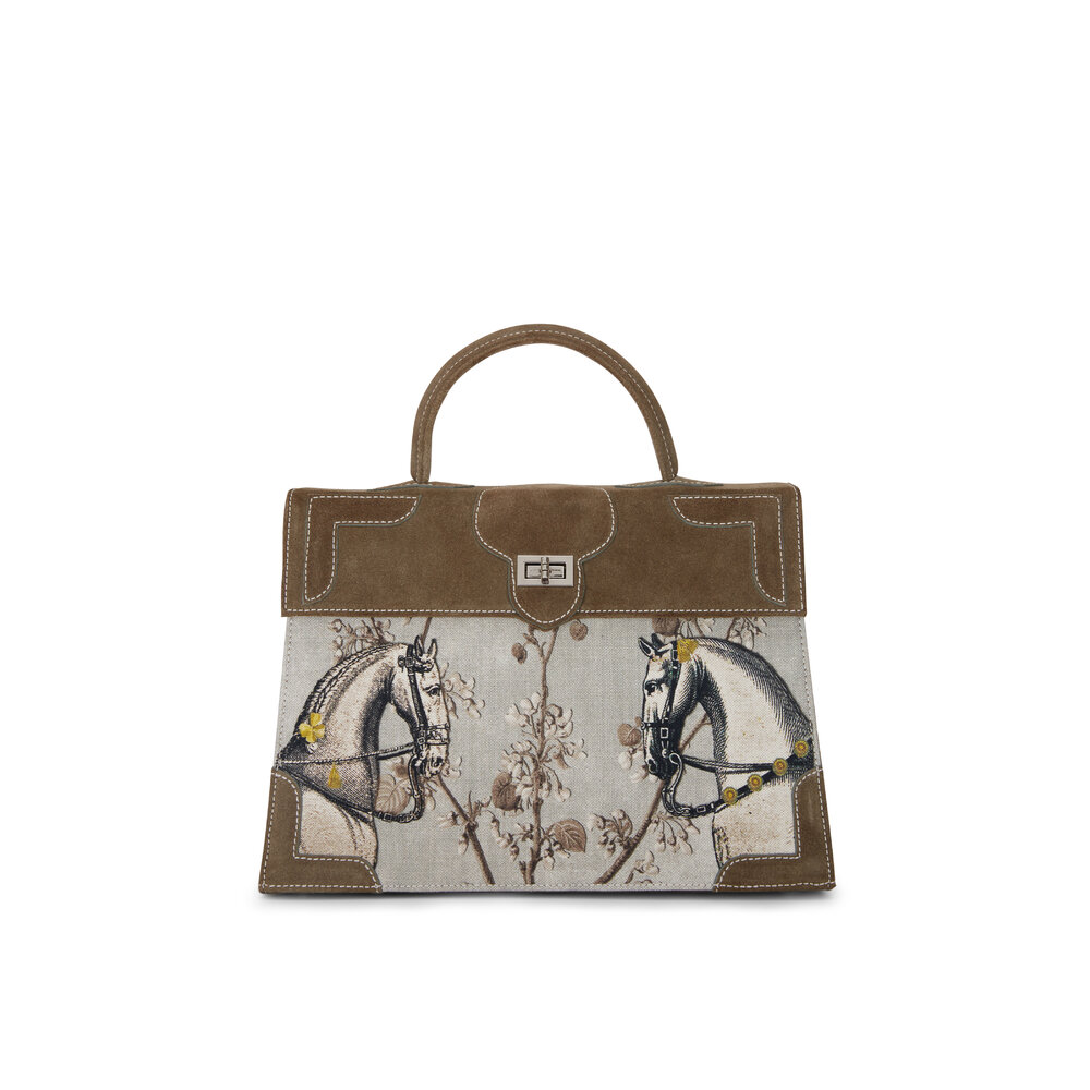 Marquise Paris Lumière Khaki Suede Equestrian Shoulder Bag