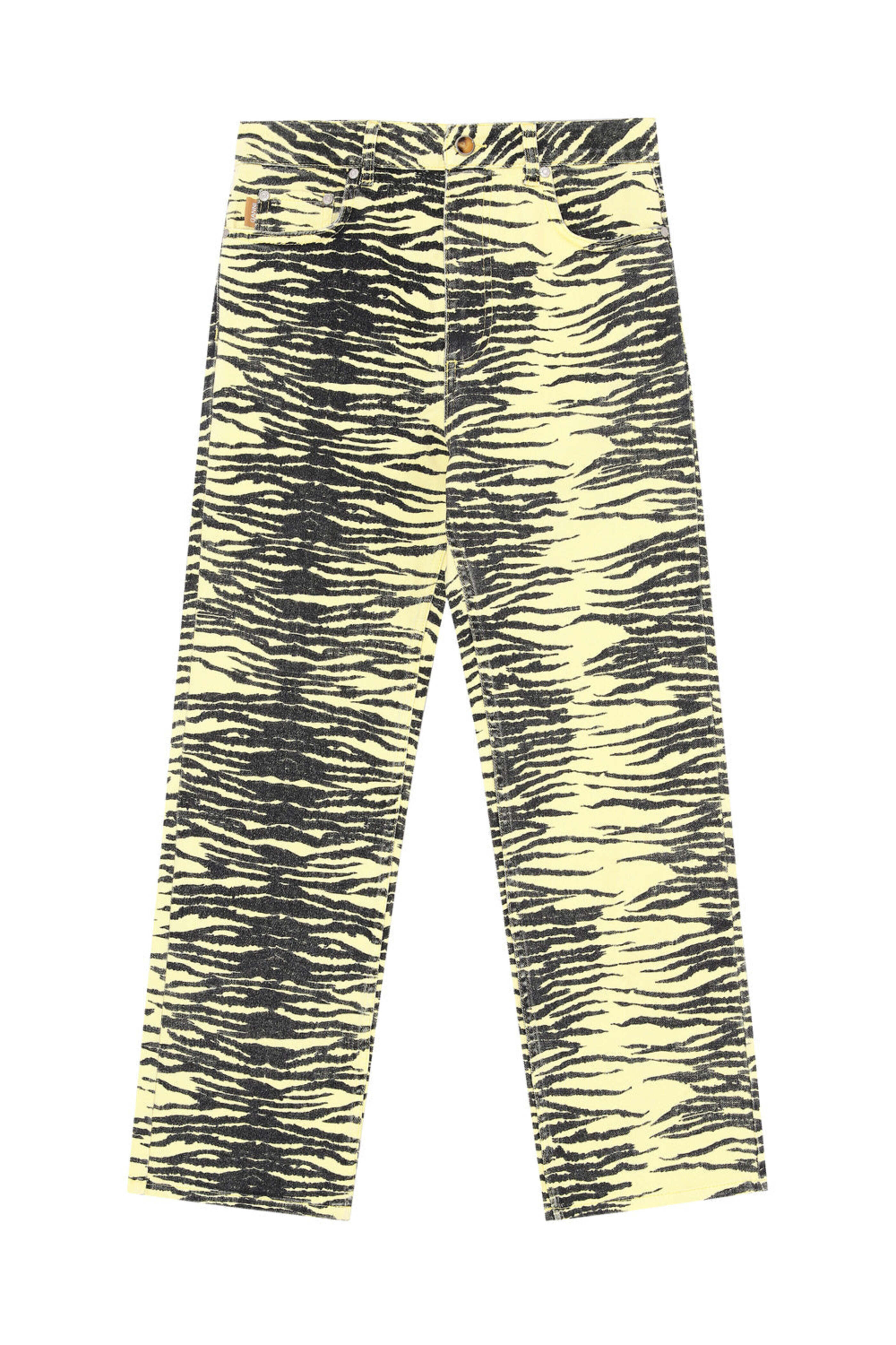 Ganni - Pale Banana Tiger Print Jean