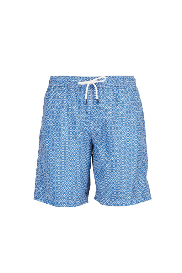 Fedeli Blue Positano Airstop Stampato Swim Trunks - view 1