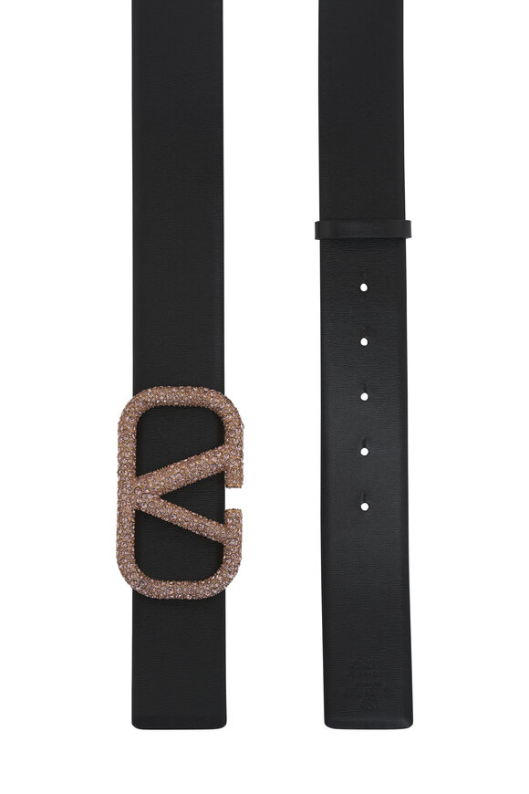 Valentino Garavani - Rose & Black Crystal Embellished Reversible Belt 