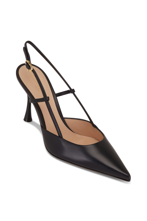 Gianvito Rossi - Ascent Black Leather Slingback