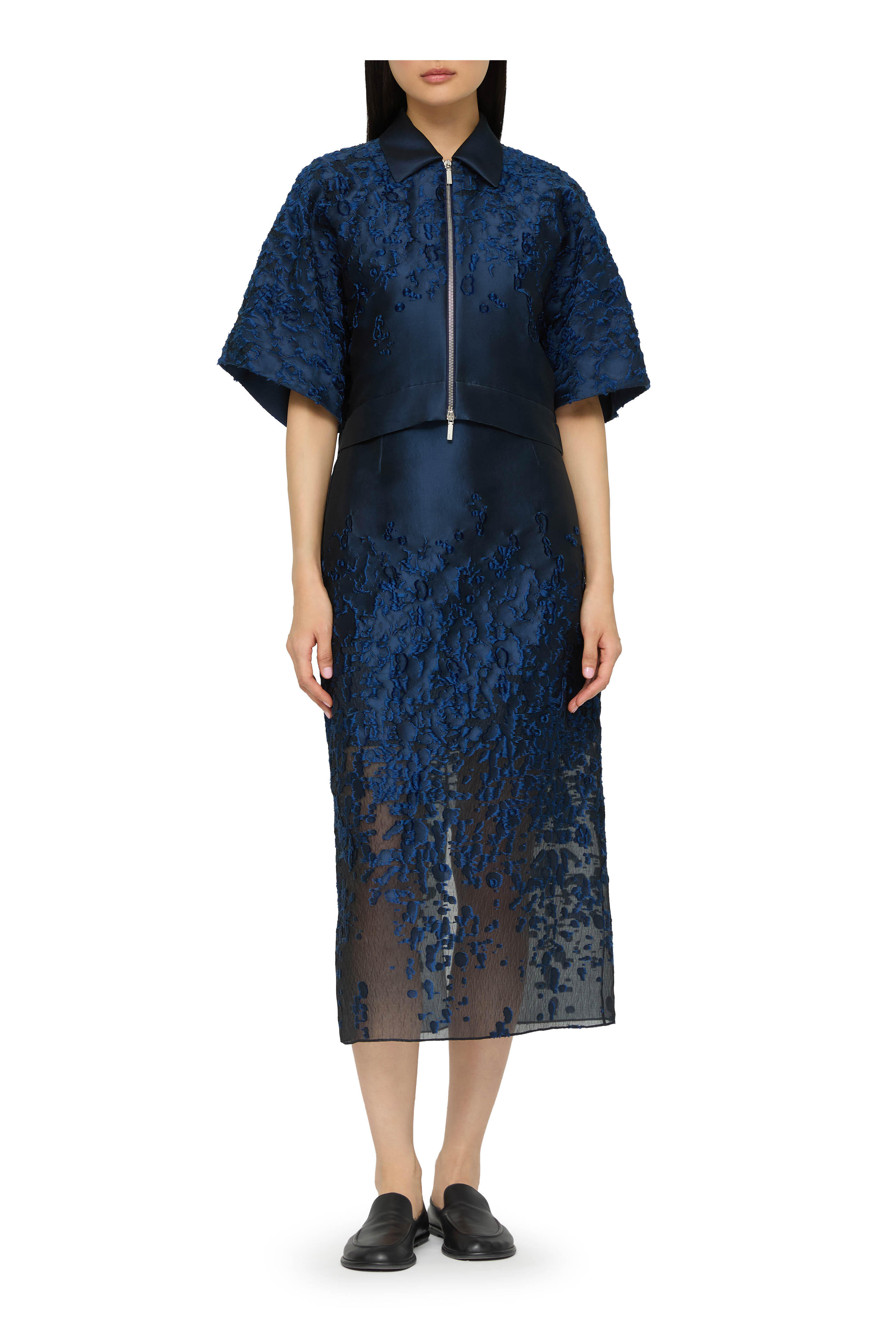Lafayette 148 New York - Lido Blue Speckled Glaze Dégradé Fil Coupé Skirt