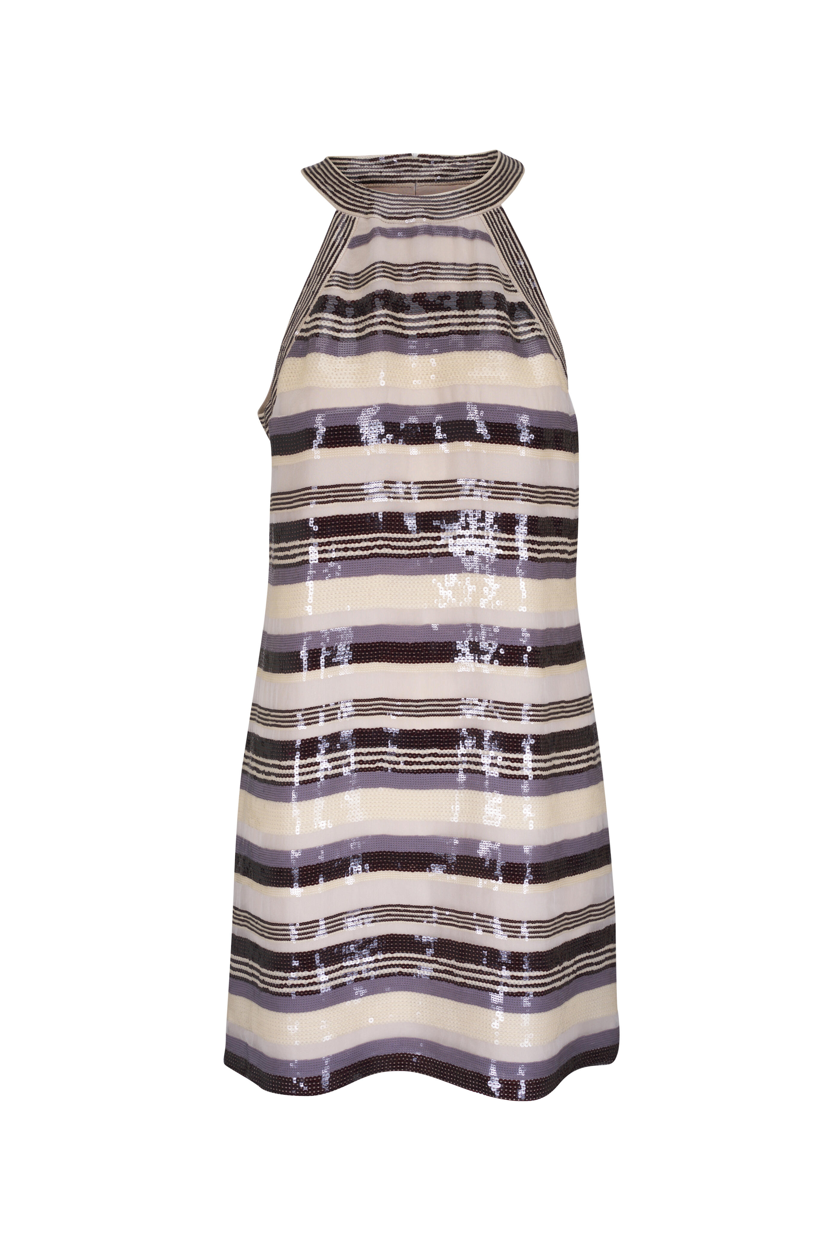 Brunello Cucinelli - Natural Pailette Stripe Mini Dress