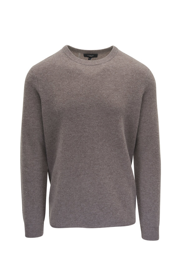 Kinross Taupe Thermal Cashmere Crewneck Sweater