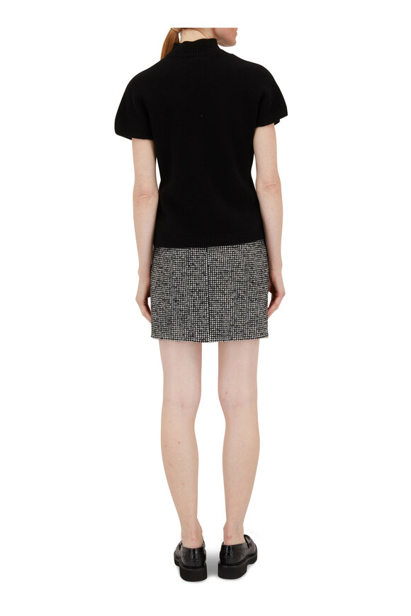 Lela Rose - Black Wool & Cashmere Short Sleeve Sweater 