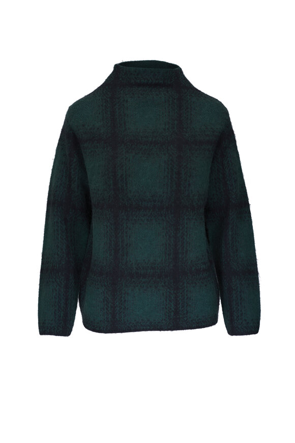 Vince Juniper Combo Shadow Plaid Funnel Neck Sweater