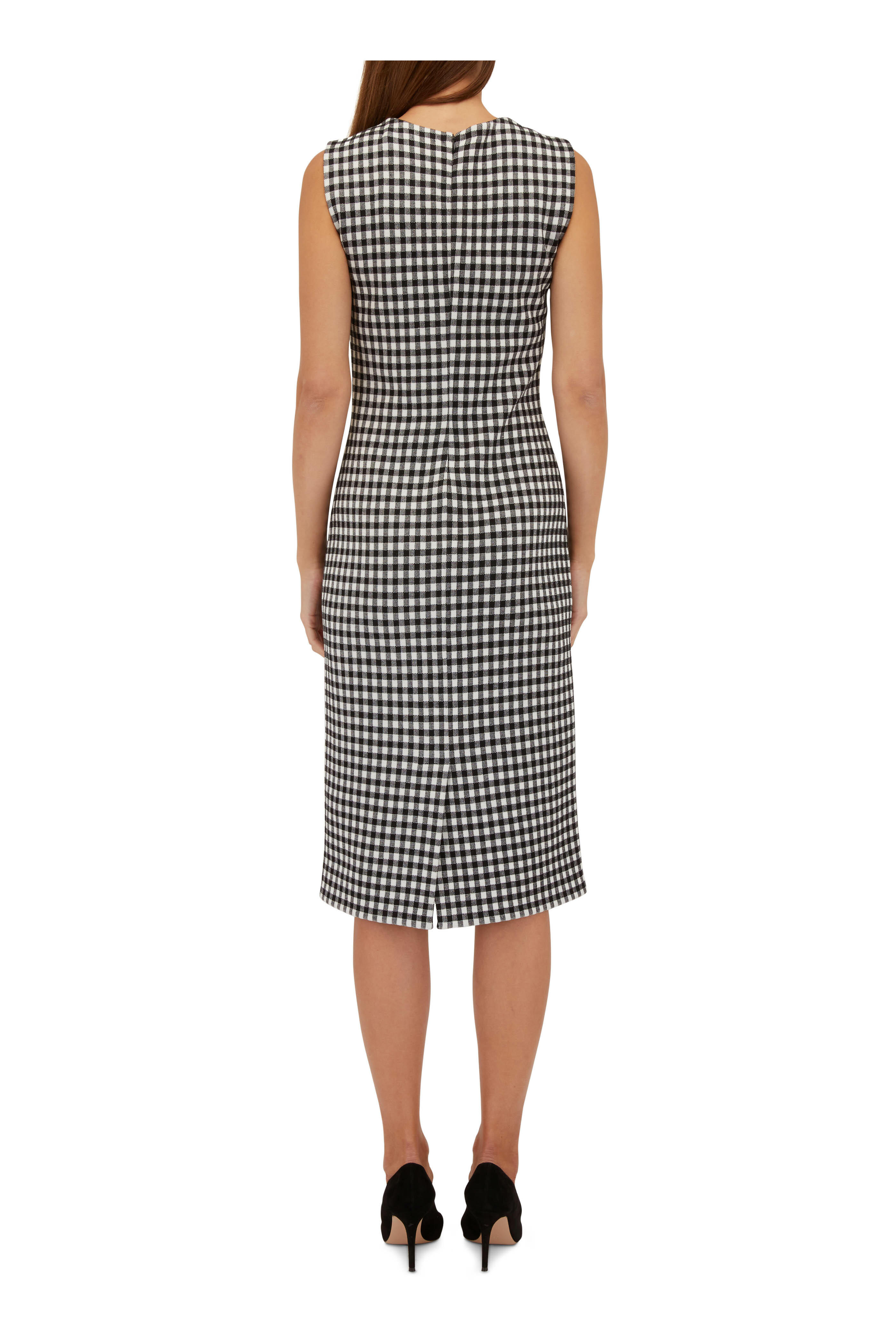 Carolina Herrera - Black & White Gingham Jacquard Sheath Dress